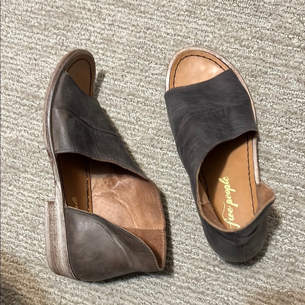 Free People Black and Brown Mules with Suede Finish